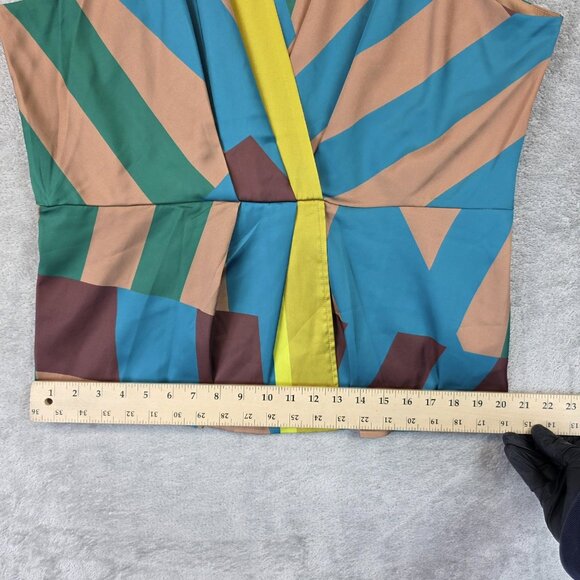 Express Top Womens XL Multicolor Geometric Sleeveless Wrap Blouse Tank Modern - Picture 8 of 11